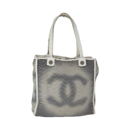 CHANEL COCO Mark Tote Bag Canvas Black White CC yk16653