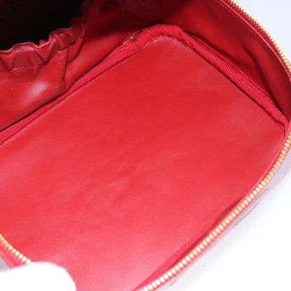 CHANEL Vanity COCO Mark Cosmetic Pouch Caviar Skin Red Gold CC yk16676A