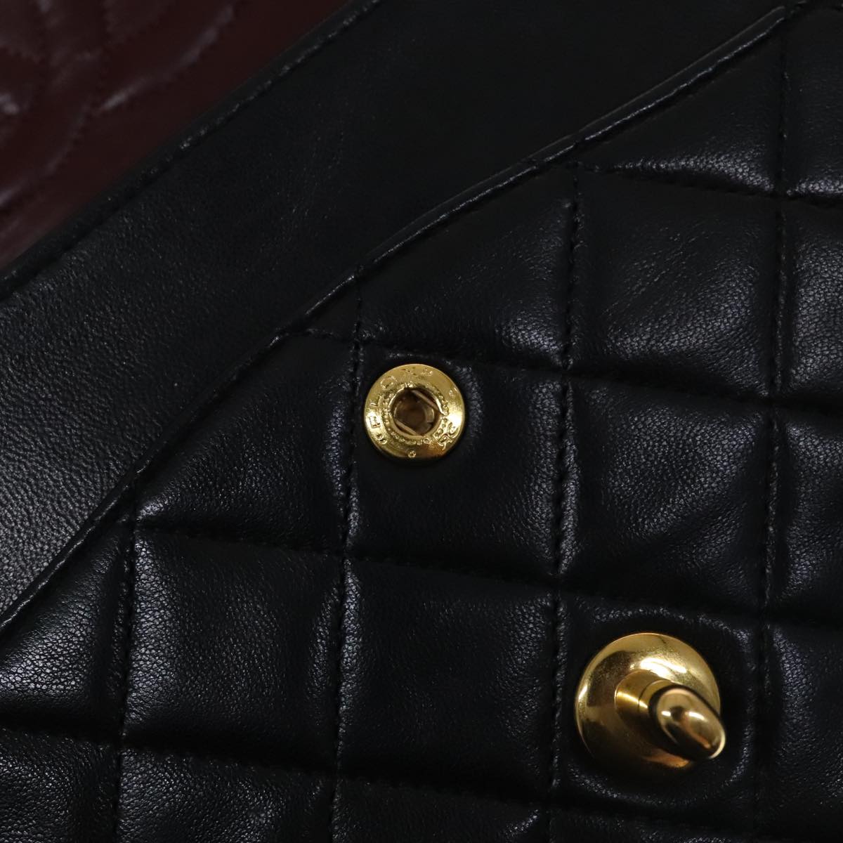 CHANEL Matelasse 25 Double Flap Chain Bag Lamb Skin Black Gold CC yk16757A