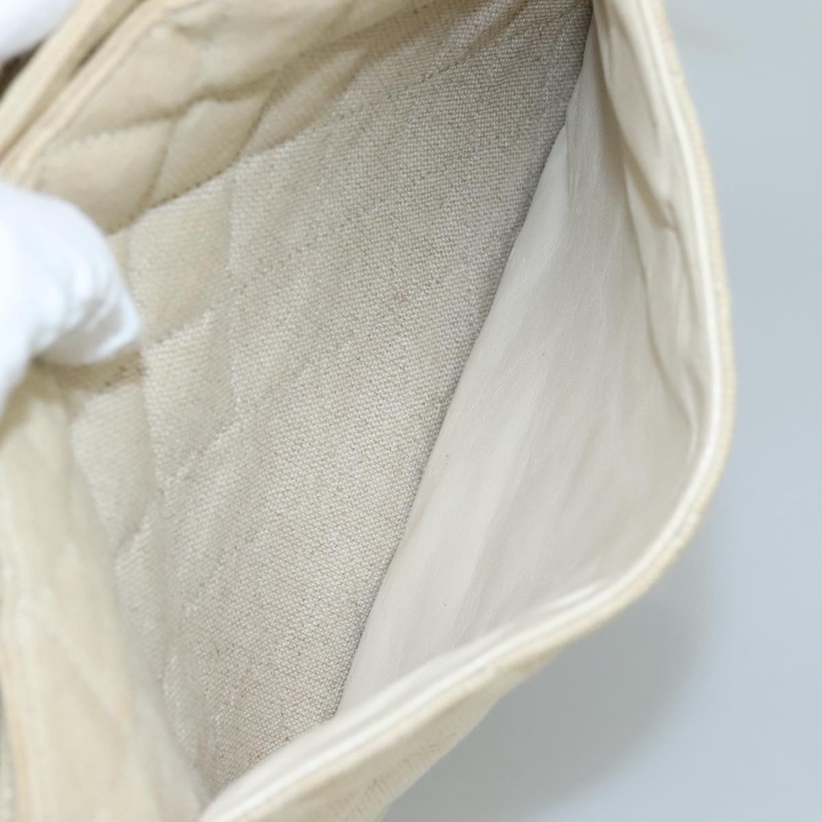 CHANEL Matelasse Tote Bag Canvas Beige CC yk16762