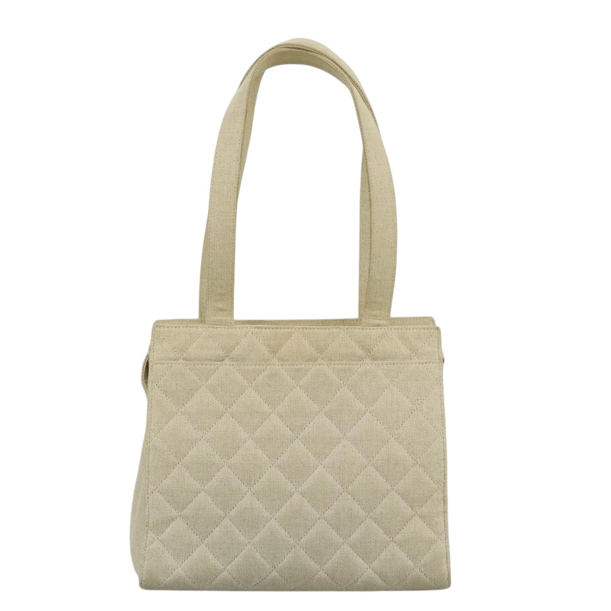 CHANEL Matelasse Tote Bag Canvas Beige CC yk16762