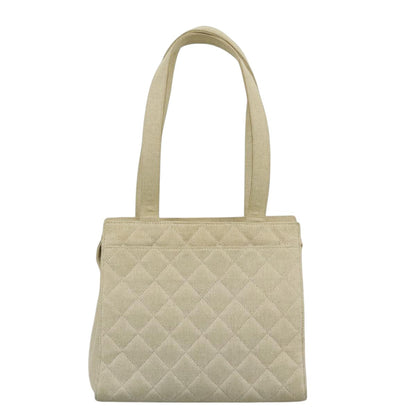 CHANEL Matelasse Tote Bag Canvas Beige CC yk16762