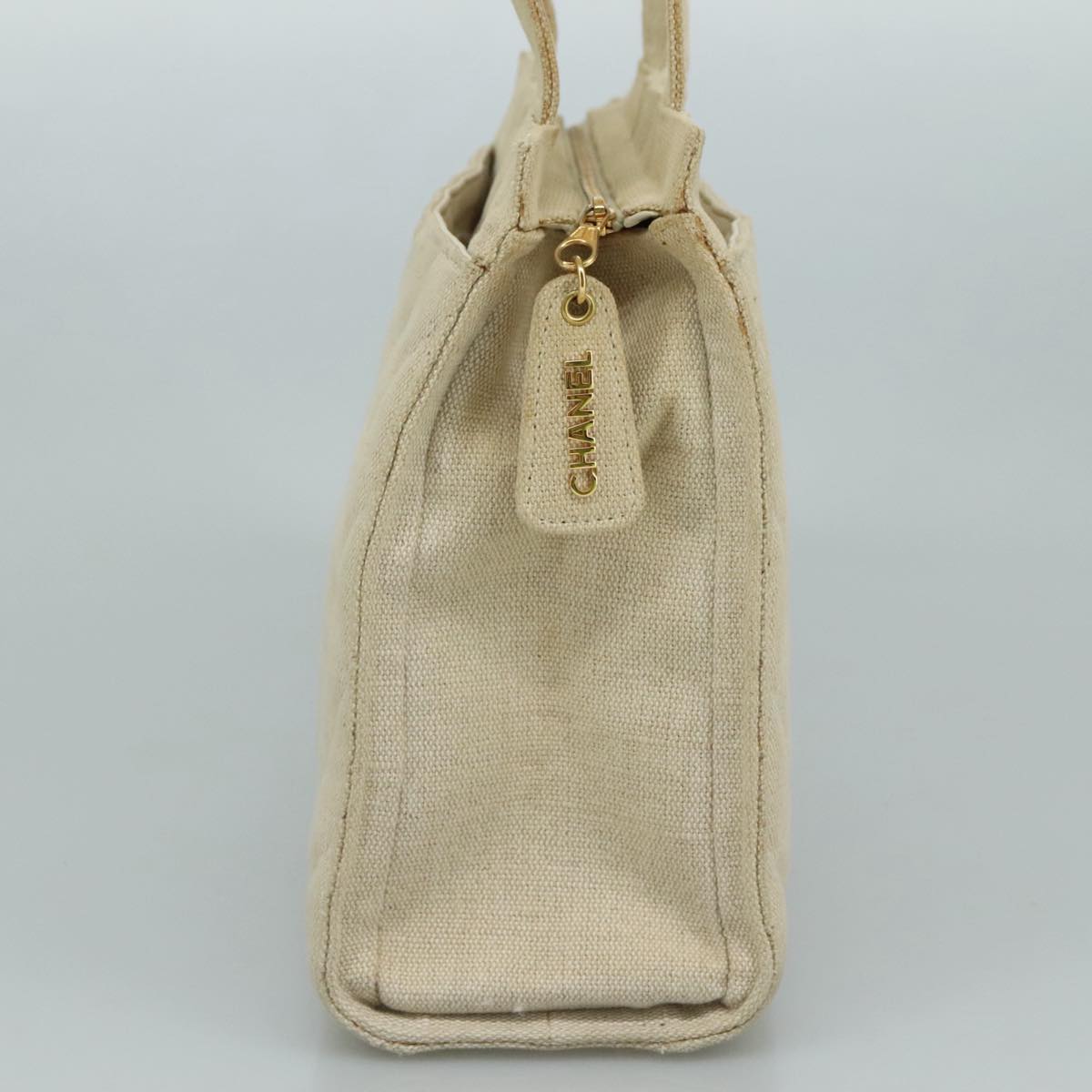 CHANEL Matelasse Tote Bag Canvas Beige CC yk16762
