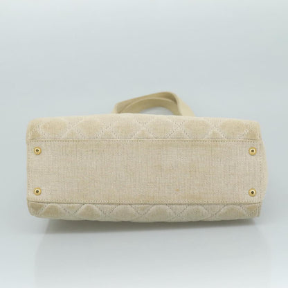 CHANEL Matelasse Tote Bag Canvas Beige CC yk16762