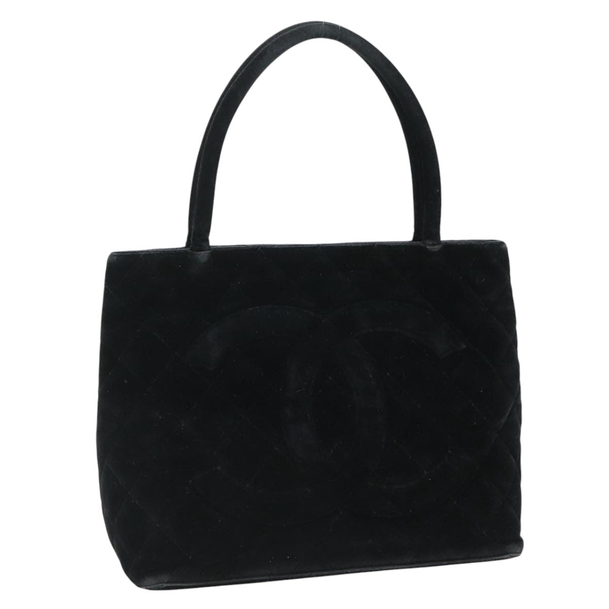 CHANEL Matelasse Standard Tote Bag Velor Black CC yk16770