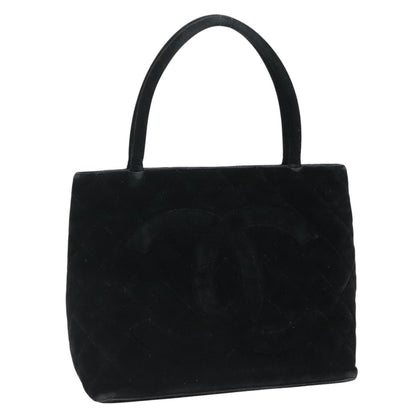CHANEL Matelasse Standard Tote Bag Velor Black CC yk16770