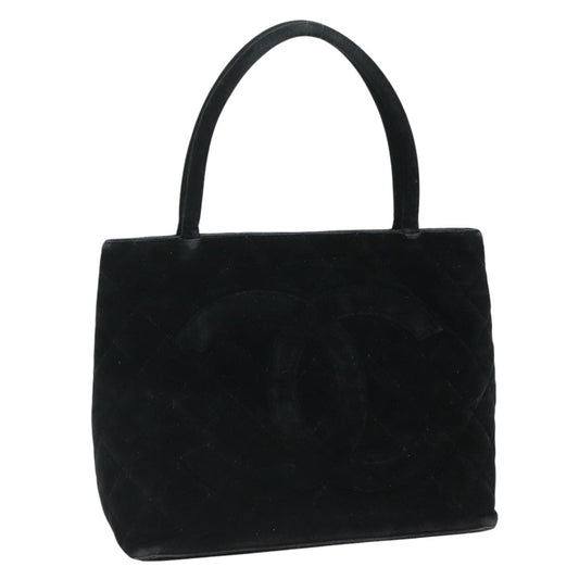 CHANEL Matelasse Standard Tote Bag Velor Black CC yk16770