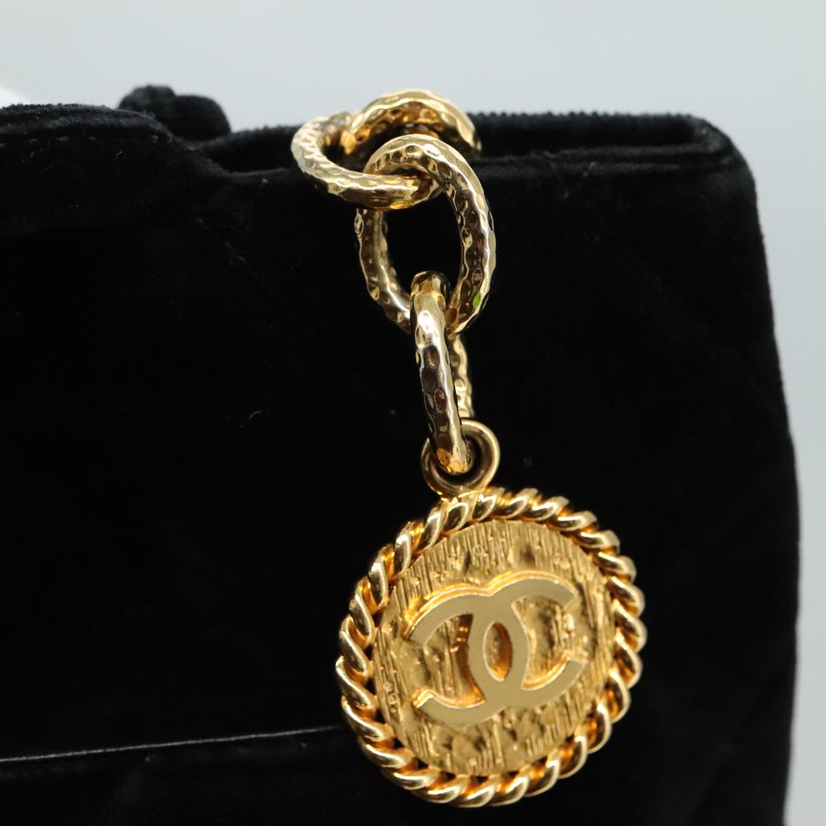 CHANEL Matelasse Standard Tote Bag Velor Black CC yk16770