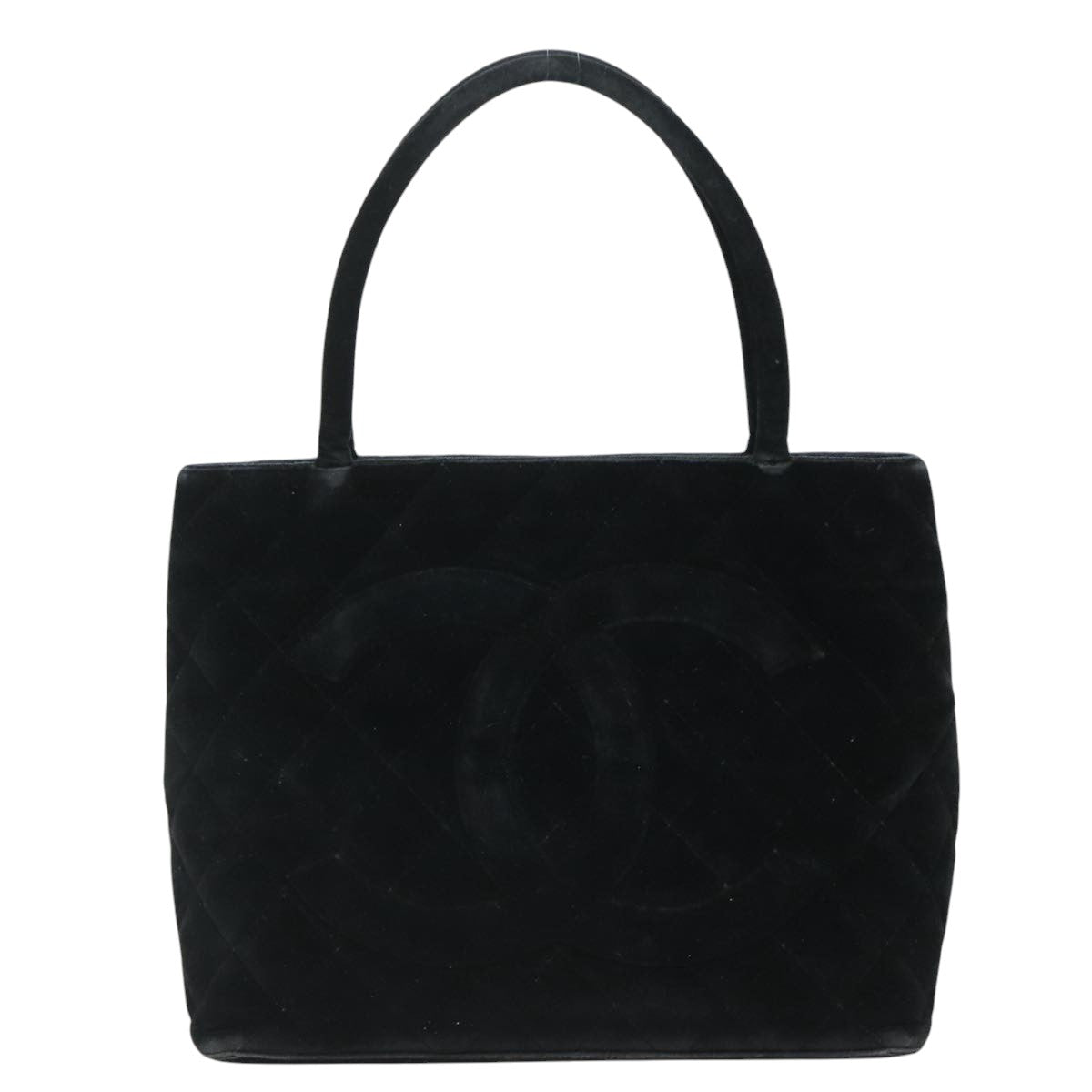 CHANEL Matelasse Standard Tote Bag Velor Black CC yk16770