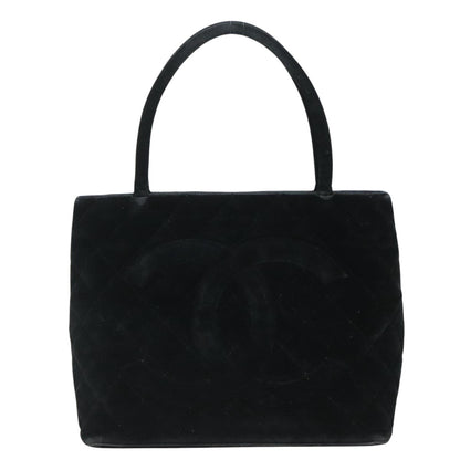 CHANEL Matelasse Standard Tote Bag Velor Black CC yk16770
