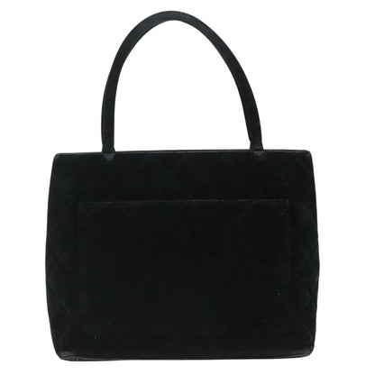 CHANEL Matelasse Standard Tote Bag Velor Black CC yk16770