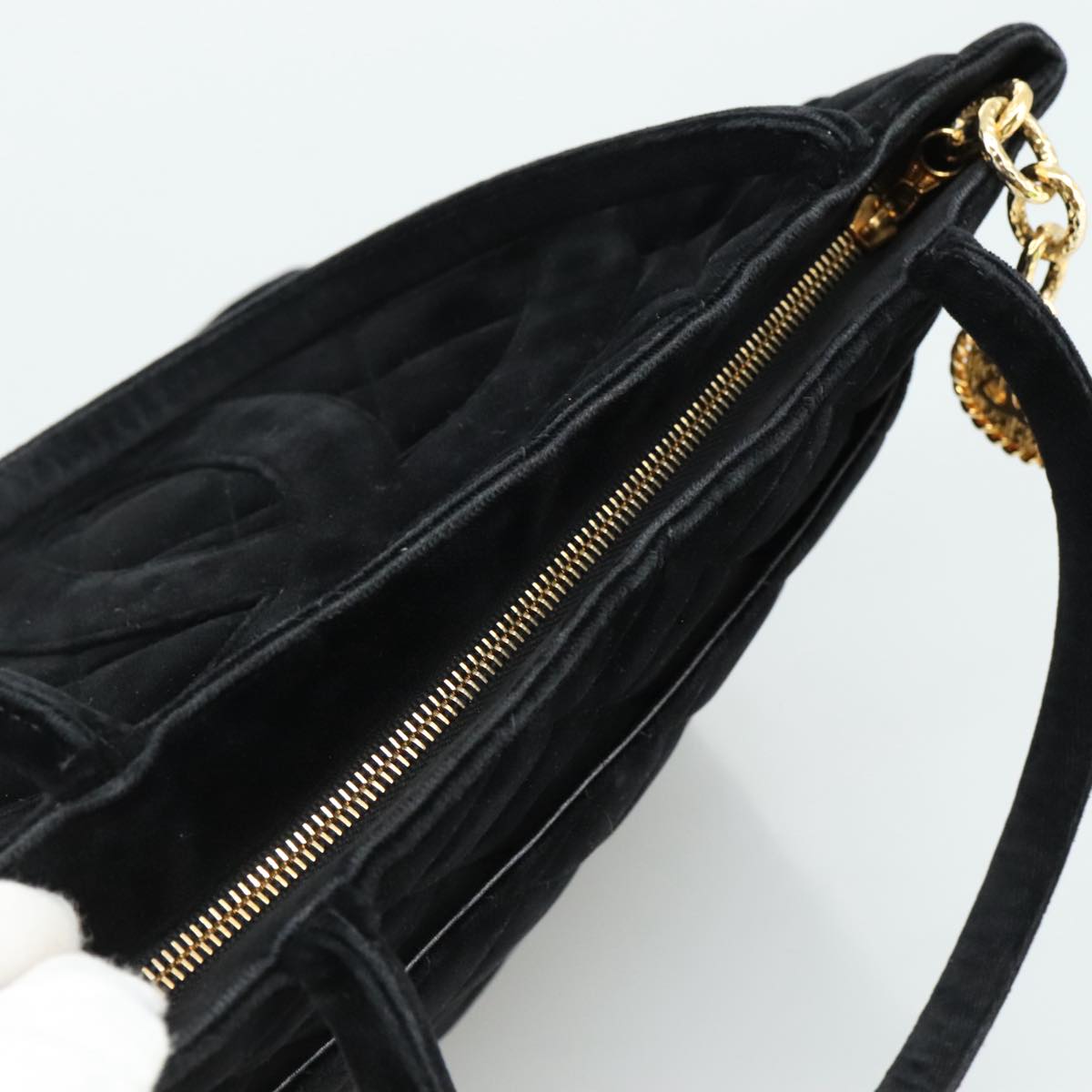 CHANEL Matelasse Standard Tote Bag Velor Black CC yk16770