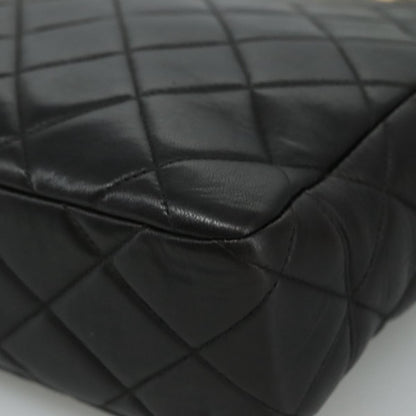 CHANEL Matelasse Chain Tote Bag Lamb Skin Black Gold CC yk16779A