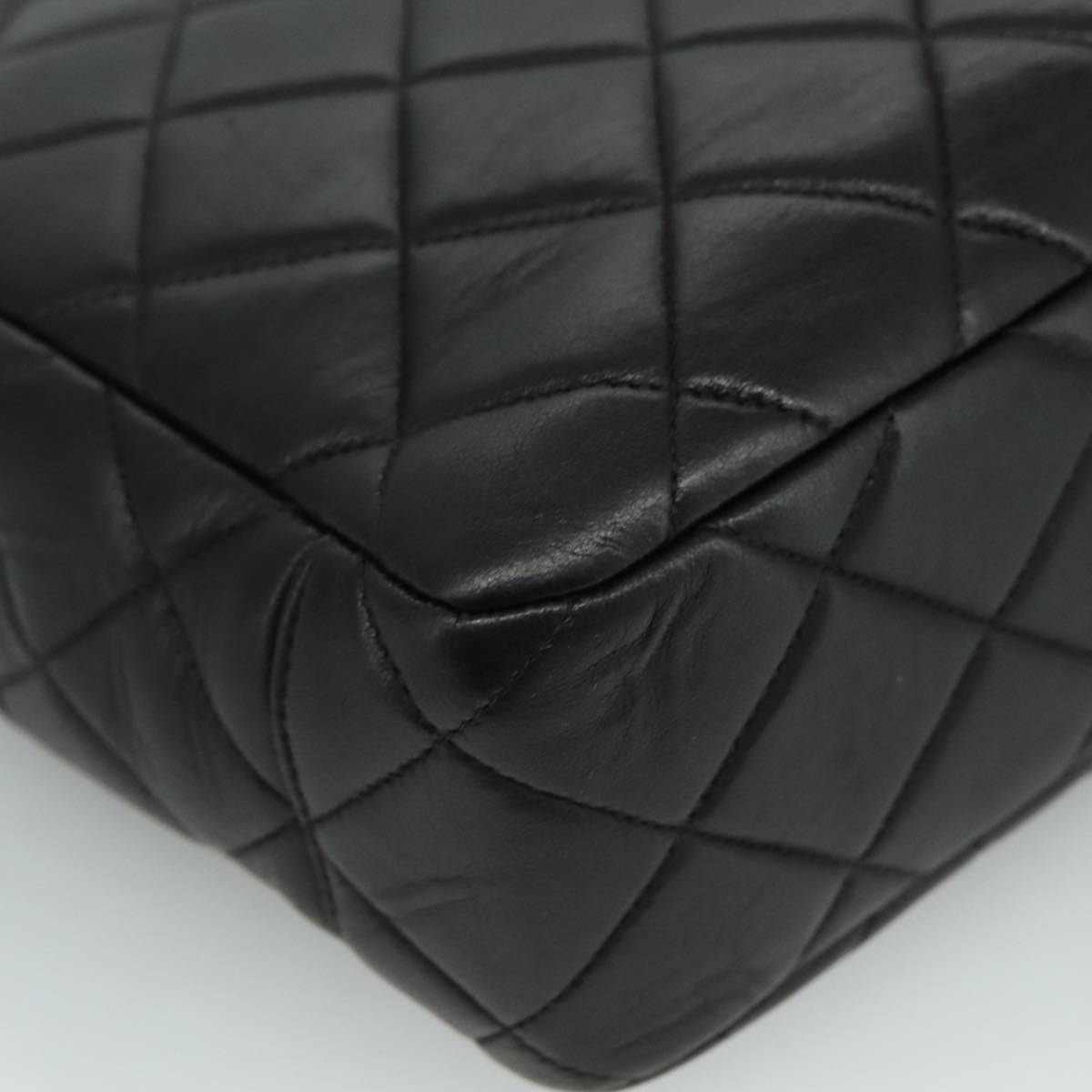 CHANEL Matelasse Chain Tote Bag Lamb Skin Black Gold CC yk16779A