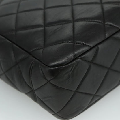 CHANEL Matelasse Chain Tote Bag Lamb Skin Black Gold CC yk16779A