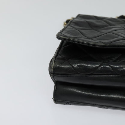 CHANEL Matelasse Chain Shoulder Bag Leather Black CC yk17057