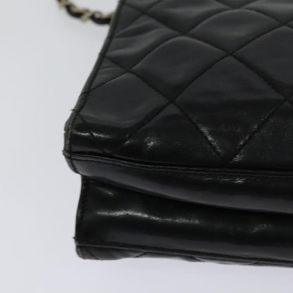 CHANEL Matelasse Chain Shoulder Bag Leather Black CC yk17057