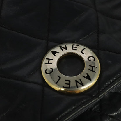 CHANEL Matelasse Chain Shoulder Bag Leather Black CC yk17057