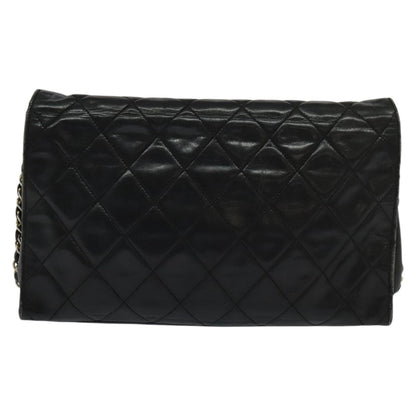 CHANEL Matelasse Chain Shoulder Bag Leather Black CC yk17057