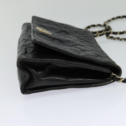 CHANEL Matelasse Chain Shoulder Bag Leather Black CC yk17057