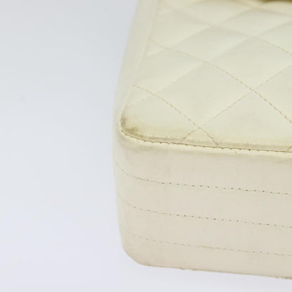 CHANEL Matelasse Chain Shoulder Bag Lamb Skin White Gold CC yk17083
