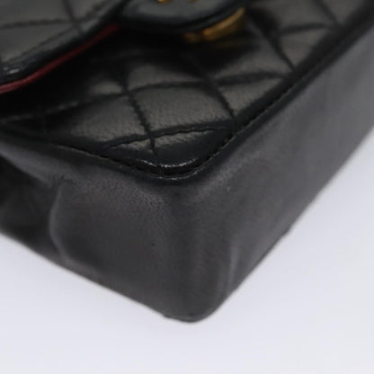CHANEL Mini Mini Matelasse Chain Pouch Lamb Skin Black Gold CC yk17097A