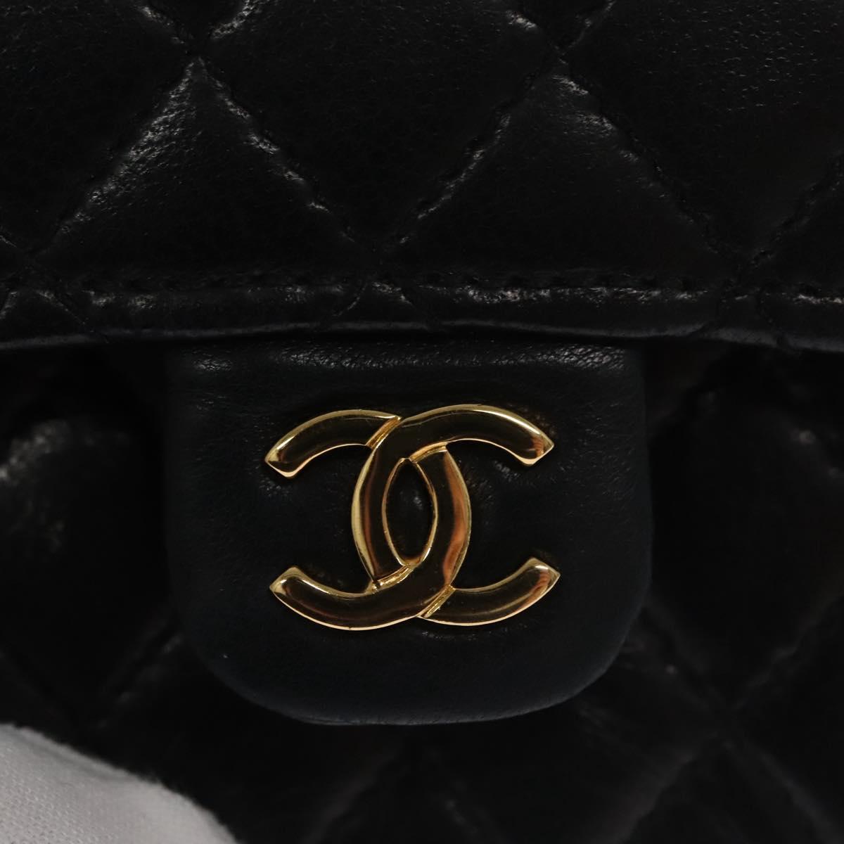 CHANEL Mini Mini Matelasse Chain Pouch Lamb Skin Black Gold CC yk17097A
