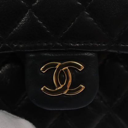 CHANEL Mini Mini Matelasse Chain Pouch Lamb Skin Black Gold CC yk17097A