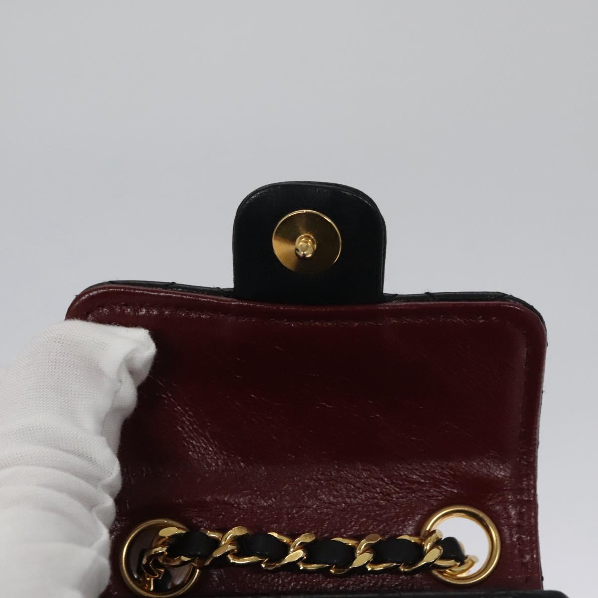 CHANEL Mini Mini Matelasse Chain Pouch Lamb Skin Black Gold CC yk17097A
