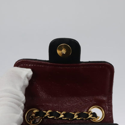 CHANEL Mini Mini Matelasse Chain Pouch Lamb Skin Black Gold CC yk17097A