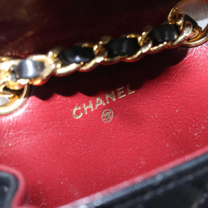 CHANEL Mini Mini Matelasse Chain Pouch Lamb Skin Black Gold CC yk17097A