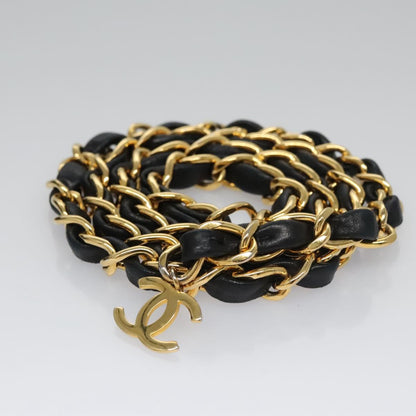 CHANEL Mini Mini Matelasse Chain Pouch Lamb Skin Black Gold CC yk17097A