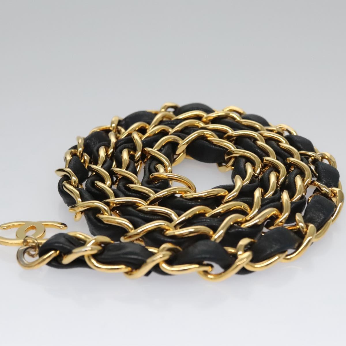 CHANEL Mini Mini Matelasse Chain Pouch Lamb Skin Black Gold CC yk17097A