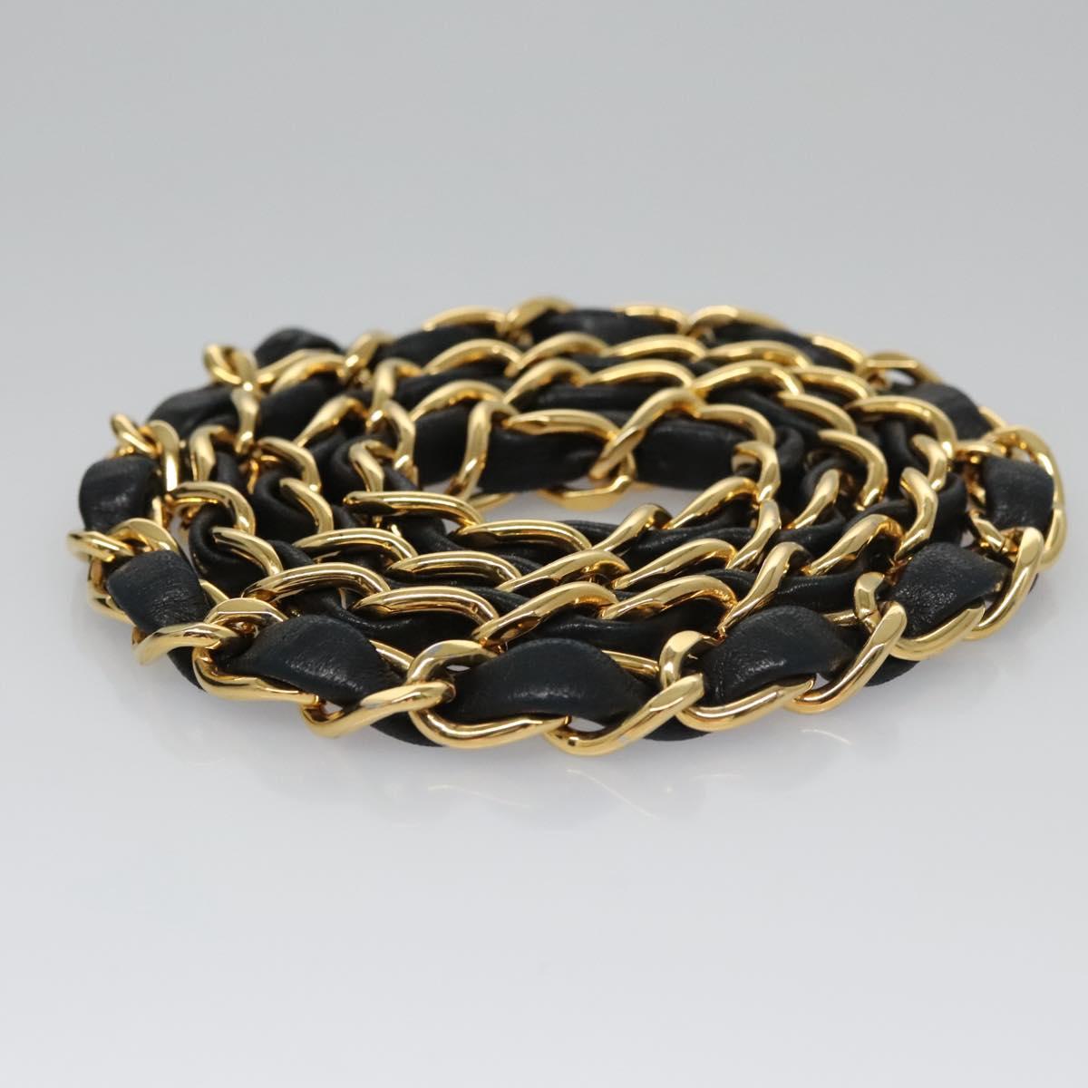 CHANEL Mini Mini Matelasse Chain Pouch Lamb Skin Black Gold CC yk17097A