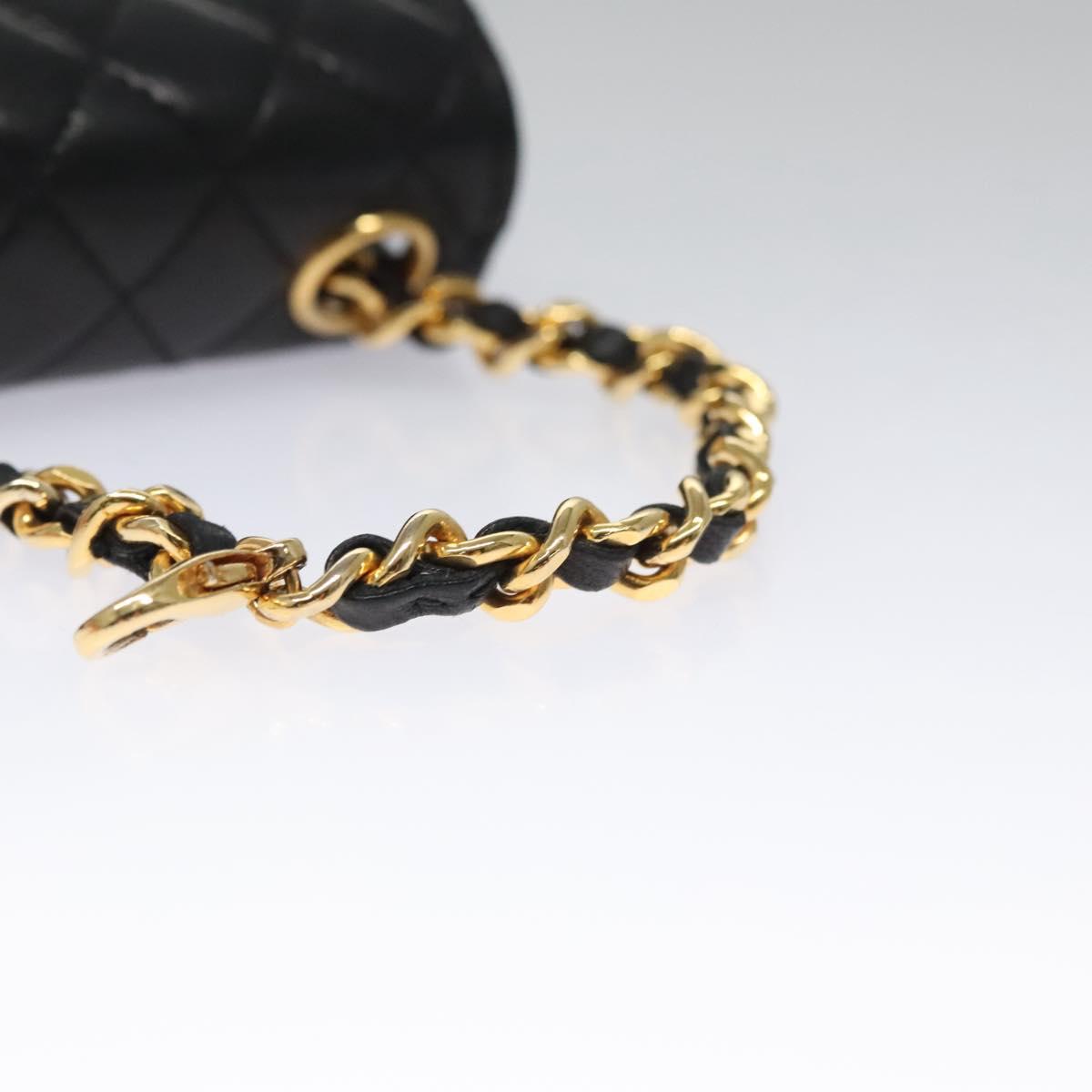 CHANEL Mini Mini Matelasse Chain Pouch Lamb Skin Black Gold CC yk17097A