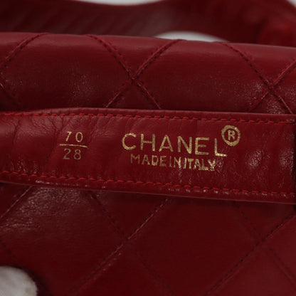CHANEL Bicolore Chain Waist bag Leather Red Gold CC yk17115