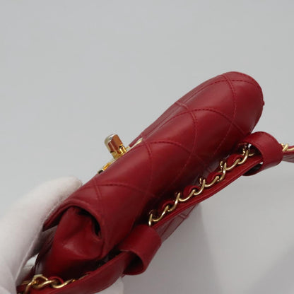 CHANEL Bicolore Chain Waist bag Leather Red Gold CC yk17115