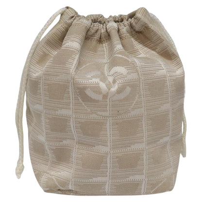 CHANEL New Travel Line Purse Pouch Nylon Beige CC yk17133