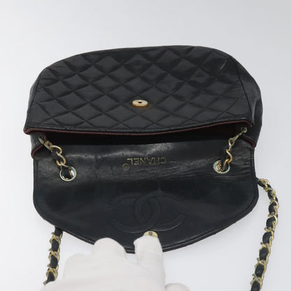 CHANEL Matelasse Big COCO Mark Chain Bag Lamb Skin Black Gold CC yk17144