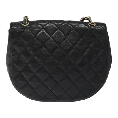 CHANEL Matelasse Big COCO Mark Chain Bag Lamb Skin Black Gold CC yk17144