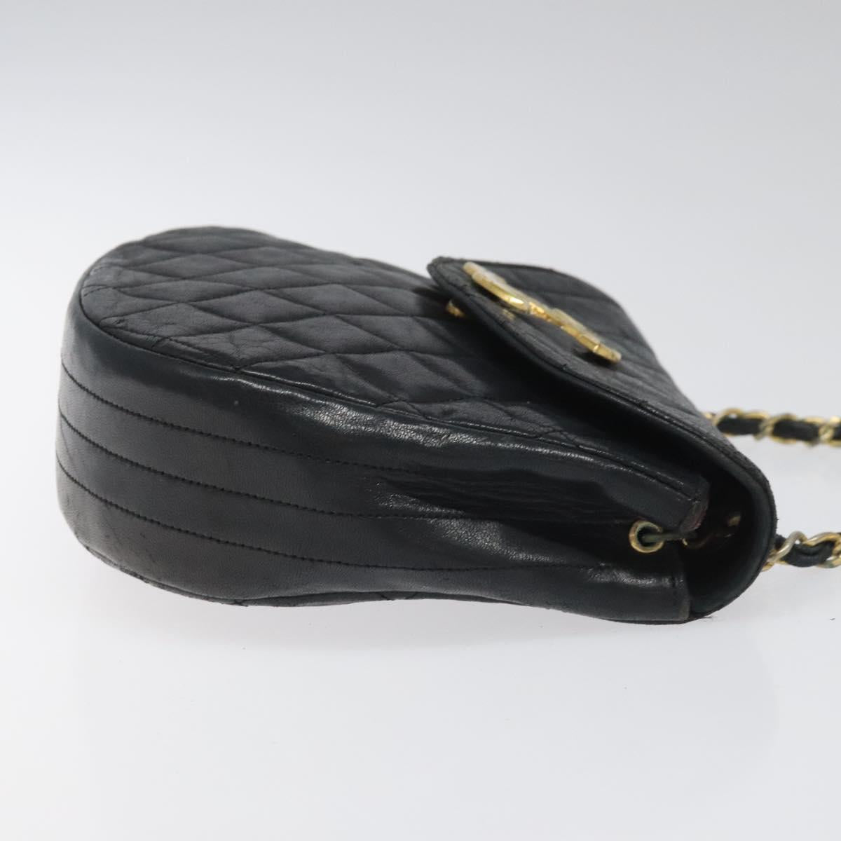 CHANEL Matelasse Big COCO Mark Chain Bag Lamb Skin Black Gold CC yk17144