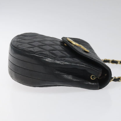 CHANEL Matelasse Big COCO Mark Chain Bag Lamb Skin Black Gold CC yk17144