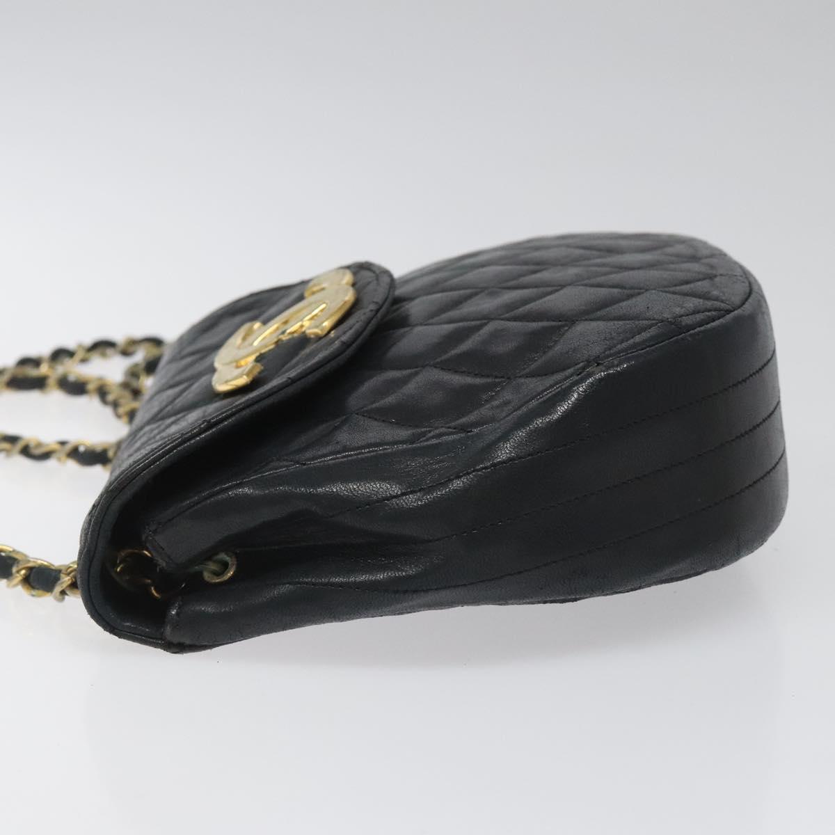 CHANEL Matelasse Big COCO Mark Chain Bag Lamb Skin Black Gold CC yk17144