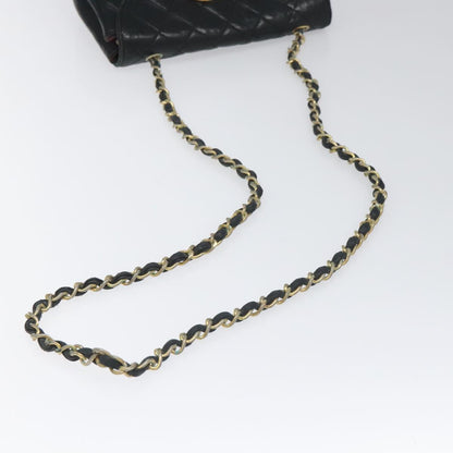 CHANEL Matelasse Big COCO Mark Chain Bag Lamb Skin Black Gold CC yk17144