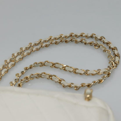 CHANEL Matelasse Chain Shoulder Bag Lamb Skin White Gold CC yk17150