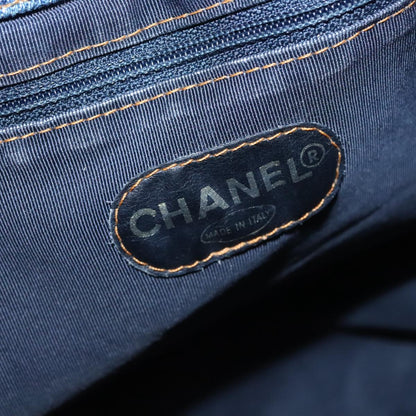 CHANEL COCO Mark Chain Tote Bag Denim Blue CC yk17183