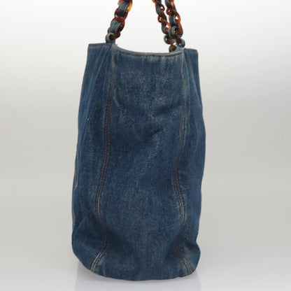 CHANEL COCO Mark Chain Tote Bag Denim Blue CC yk17183
