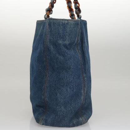 CHANEL COCO Mark Chain Tote Bag Denim Blue CC yk17183