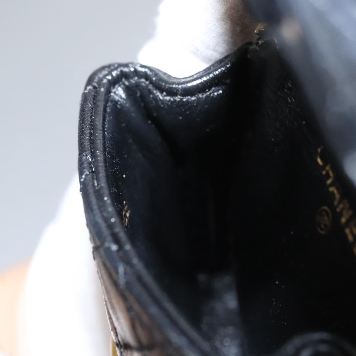 CHANEL Mini Mini Matelasse Chain Pouch Lamb Skin Black Gold CC yk17185