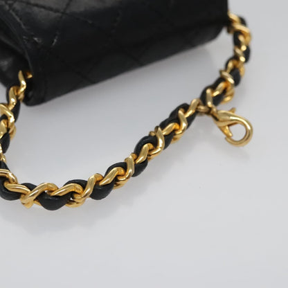 CHANEL Mini Mini Matelasse Chain Pouch Lamb Skin Black Gold CC yk17185